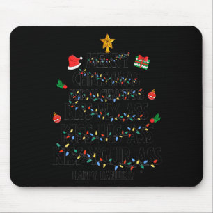 Merry Christmas Kiss My Happy Hanukkah Funny Xmas Mouse Pad