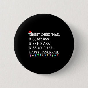 Merry Christmas Kiss My His Your Happy Hanukkah 6 Cm Round Badge