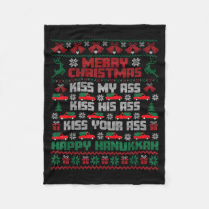 Merry Christmas Kiss My Hiss Your Happy Hanukkah  Fleece Blanket