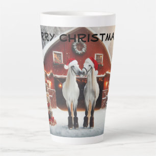Merry Christmas Kissing Horses Latte Mug