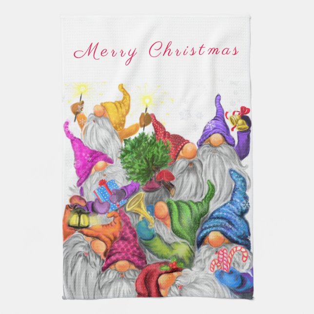 Merry Christmas Kitchen Towel Gnome Party Funny (Vertical)