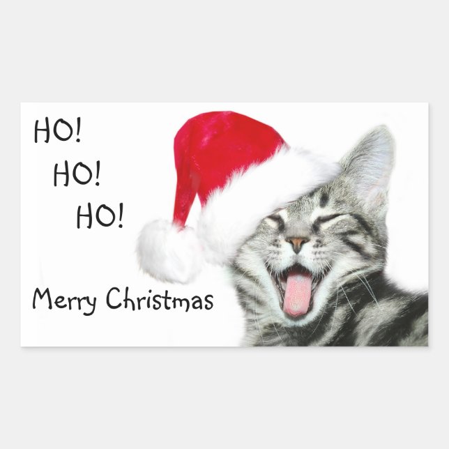 Merry Christmas kitten Rectangular Sticker (Front)
