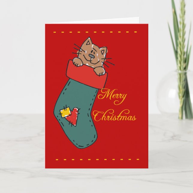 Merry Christmas Kitty Cat Card (Front)