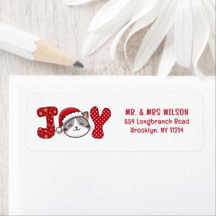 Merry Christmas Kitty Cat " JOY " return address Label
