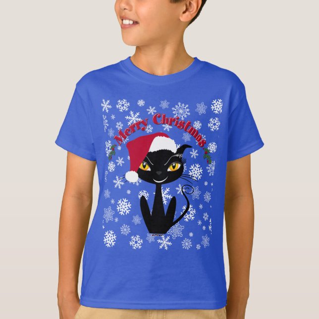 Merry Christmas Kitty Cat T-Shirt (Front)