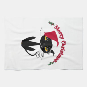 Merry Christmas Kitty Cat Tea Towel