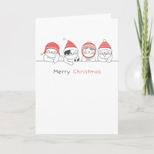 Merry Christmas ! Kitty Cats Card (Front)