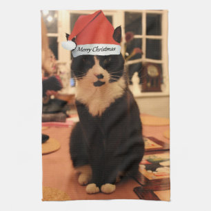 Merry Christmas Kitty Tea Towel