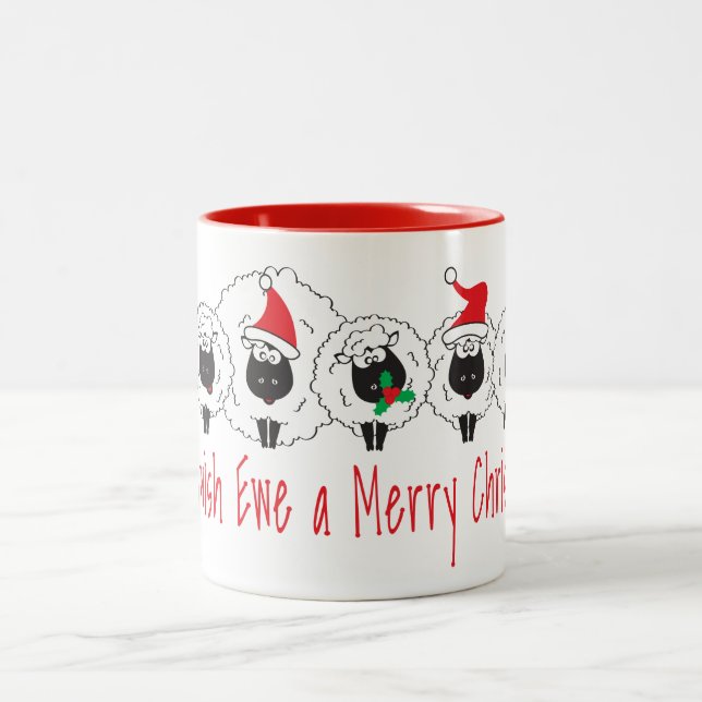 Merry Christmas Kiwi Style Two-Tone Coffee Mug (Center)