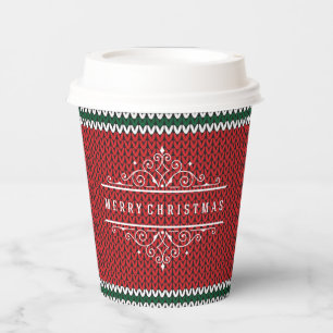 Merry Christmas Knit Pattern Paper Cup