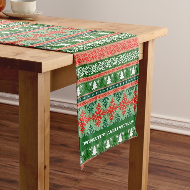 Merry Christmas Knit  Short Table Runner (In Situ)