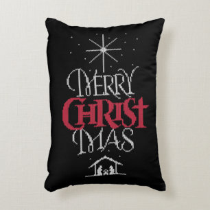 Merry Christmas Knit Sweater Religious Christian Decorative Cushion