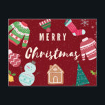 Merry Christmas Knitted Sweaters, Snowman, Tree Postcard<br><div class="desc">Merry Christmas!</div>