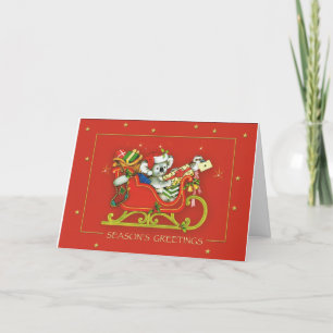 Merry Christmas Koala Bear Folded Holiday Card