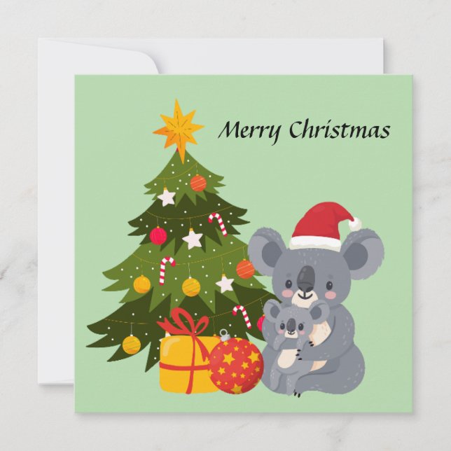 Merry Christmas Koala Bear Holiday Card (Front)