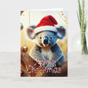 Merry Christmas Koala sitting in Gumtree Card