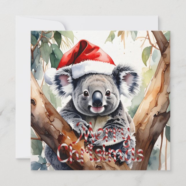 Merry Christmas Koala sitting in Gumtree Card (Front)