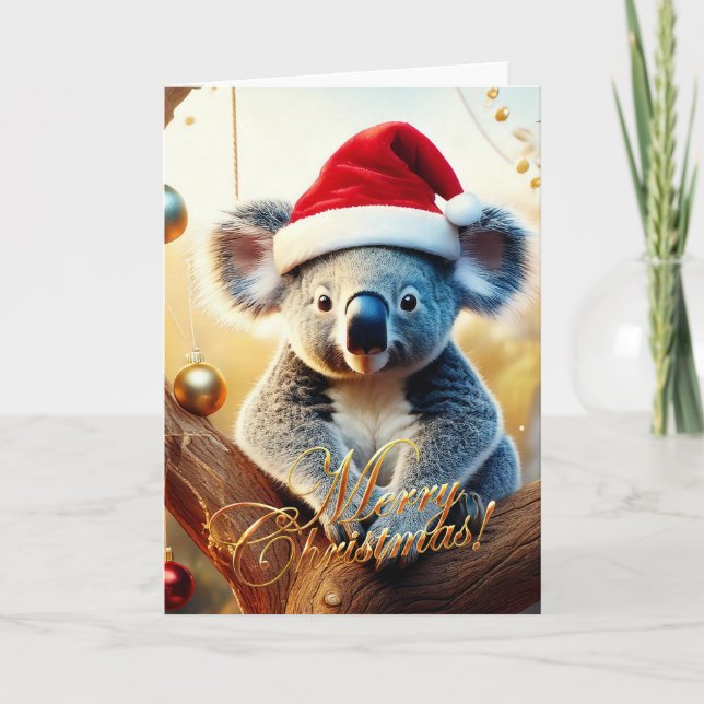 Merry Christmas Koala sitting in Gumtree Card (Front)