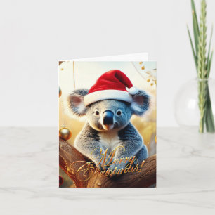 Merry Christmas Koala sitting in Gumtree Card