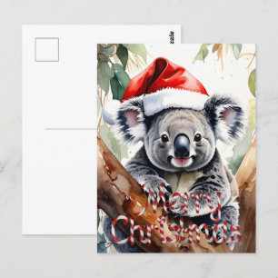 Merry Christmas Koala sitting in Gumtree Card