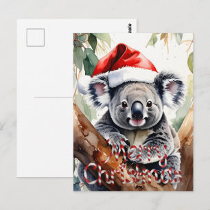 Merry Christmas Koala sitting in Gumtree Card