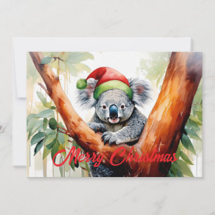 Merry Christmas Koala sitting in Gumtree Holiday Card