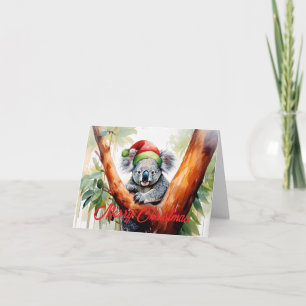 Merry Christmas Koala sitting in Gumtree Holiday Card