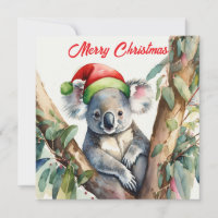 Merry Christmas Koala sitting in Gumtree