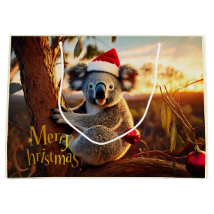 Merry Christmas Koala sitting in Gumtree Large Gift Bag