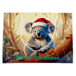 Merry Christmas Koala sitting in Gumtree Large Gift Bag