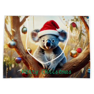 Merry Christmas Koala sitting in Gumtree Large Gift Bag