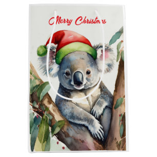 Merry Christmas Koala sitting in Gumtree Medium Gift Bag