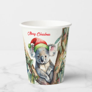 Merry Christmas Koala sitting in Gumtree Paper Cups