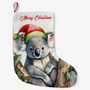 Merry Christmas Koala sitting in Gumtree Small Christmas Stocking