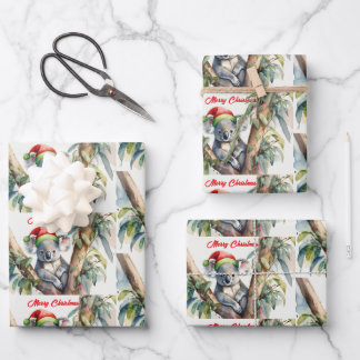 Merry Christmas Koala sitting in Gumtree Wrapping Paper Sheet