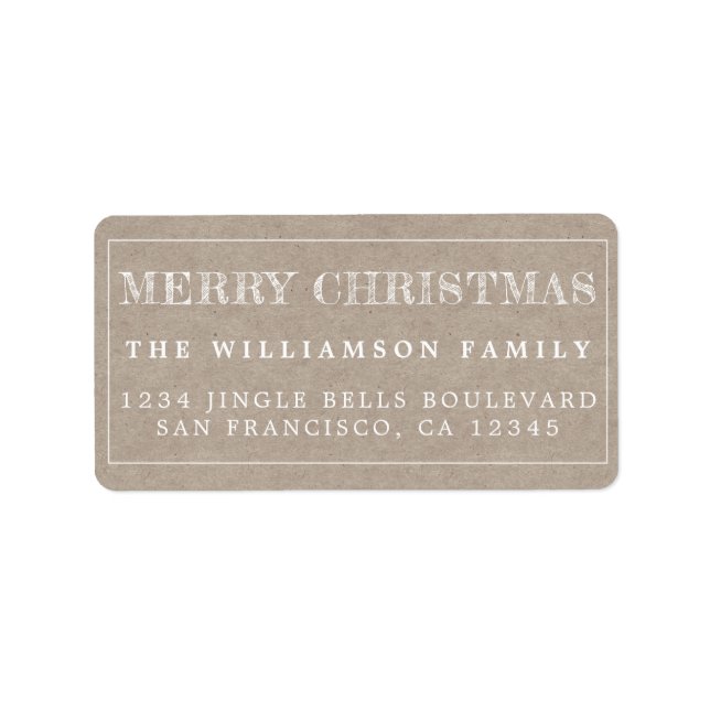 Merry Christmas Kraft Paper Return Address Label (Front)