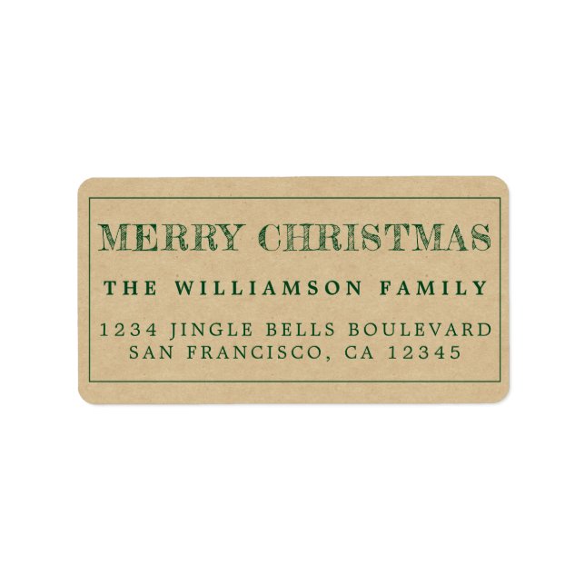 Merry Christmas Kraft Paper Return Address Label (Front)