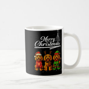 Merry Christmas Labradoodle Reindeer Elf Santa Dog Coffee Mug