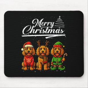 Merry Christmas Labradoodle Reindeer Elf Santa Dog Mouse Pad