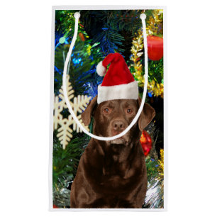 Merry Christmas Labrador Retriever Dog Santa Hat Small Gift Bag