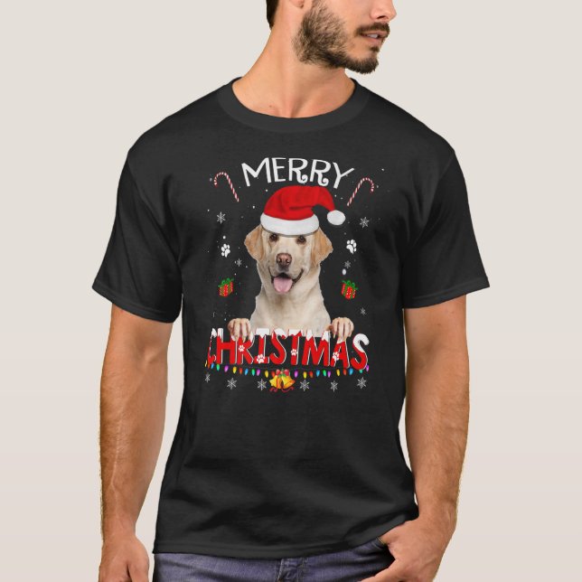 Merry Christmas Labrador Retriever Dog Santa Hat X T-Shirt (Front)
