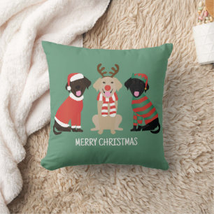 Merry Christmas Labrador Retriever Dogs Cushion