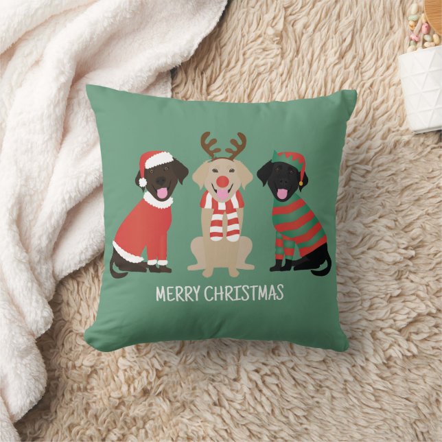 Merry Christmas Labrador Retriever Dogs Cushion (Blanket)