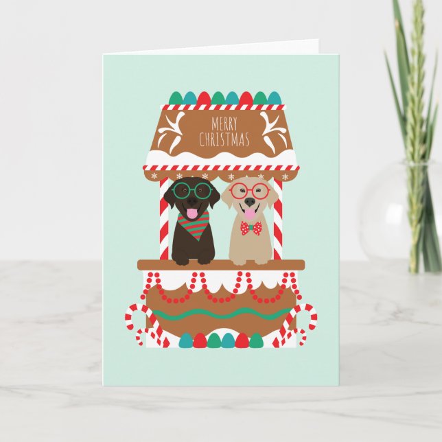 Merry Christmas Labrador Retriever Dogs Holiday Card (Front)
