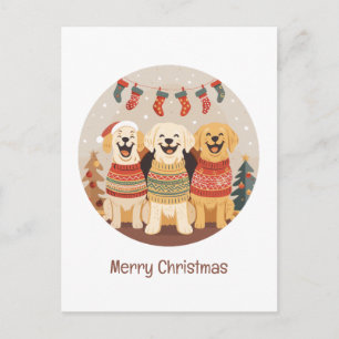 Merry Christmas Labrador Retriever Dogs Holiday Postcard