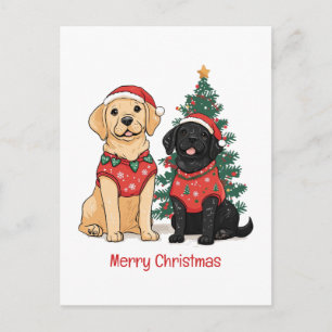 Merry Christmas Labrador Retriever Dogs Holiday Postcard