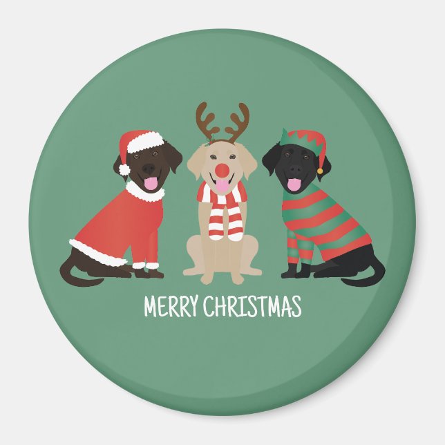 Merry Christmas Labrador Retriever Dogs Magnet (Front)