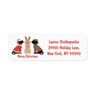 Merry Christmas Labrador Retriever Dogs Return Address Label