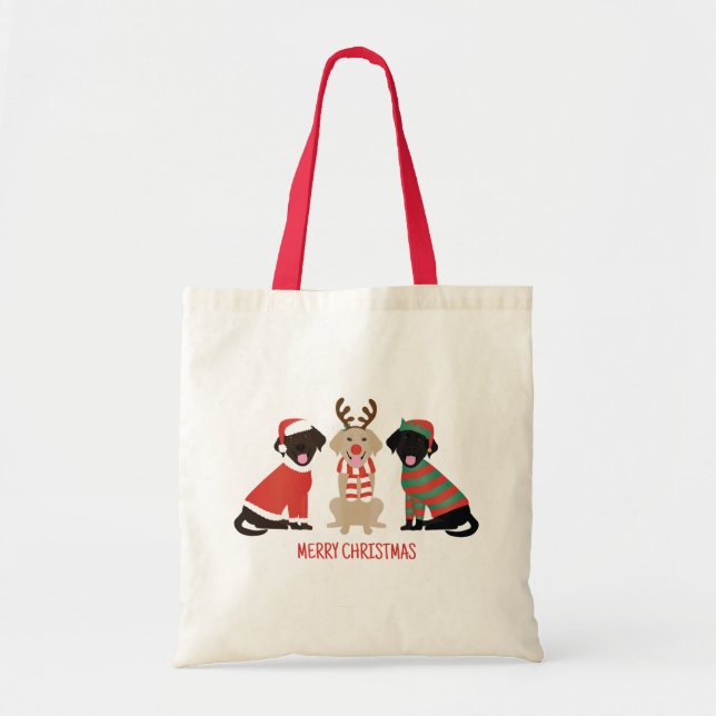 Merry Christmas Labrador Retriever Dogs Tote Bag (Front)