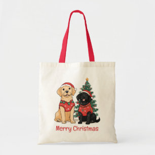 Merry Christmas Labrador Retriever Dogs Tote Bag
